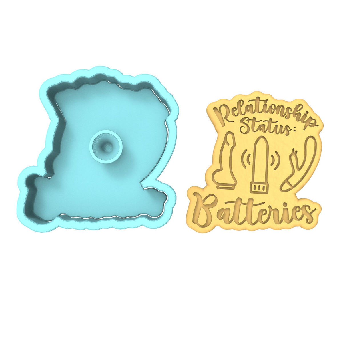 Relationship Status: Batteries Toys Cookie Cutter | Stamp | Stencil Bachelorette & Bachelor Cookie Cutter Lady 