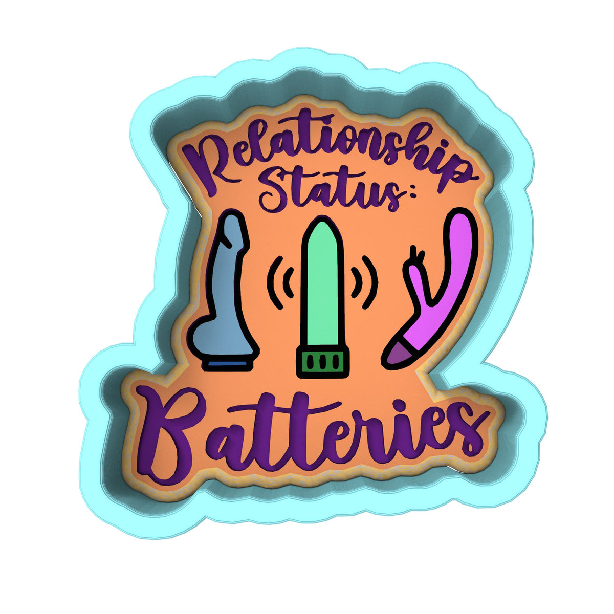 Relationship Status: Batteries Toys Cookie Cutter | Stamp | Stencil Bachelorette & Bachelor Cookie Cutter Lady 
