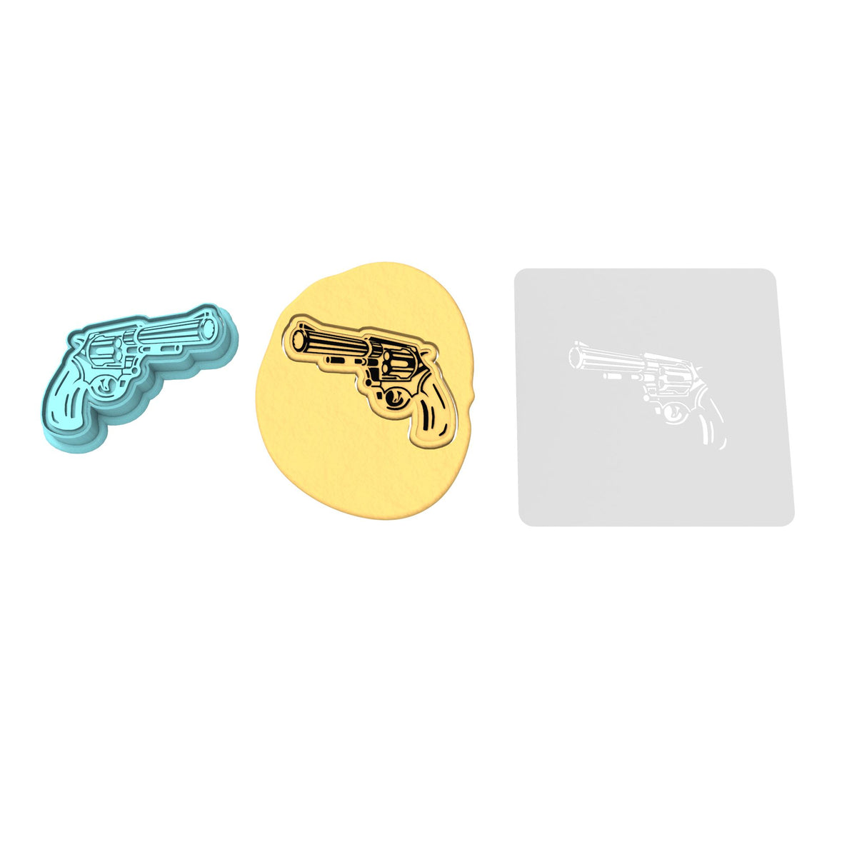 Revolver Cookie Cutter | Stamp | Stencil #1