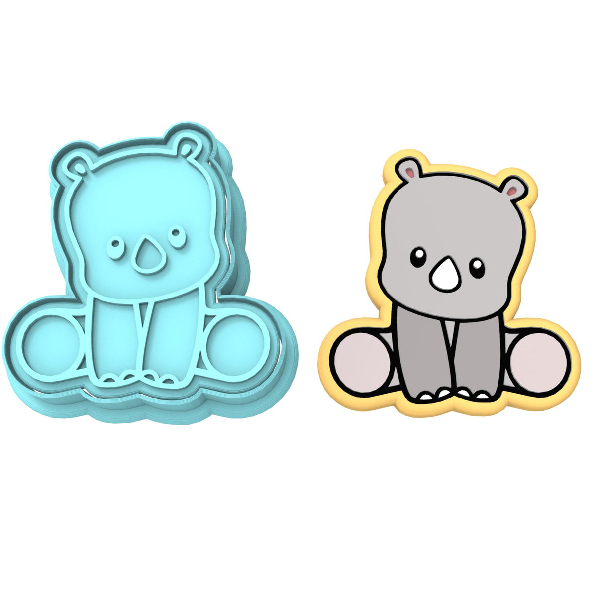 Rhino Body Cookie Cutter | Stamp | Stencil #1