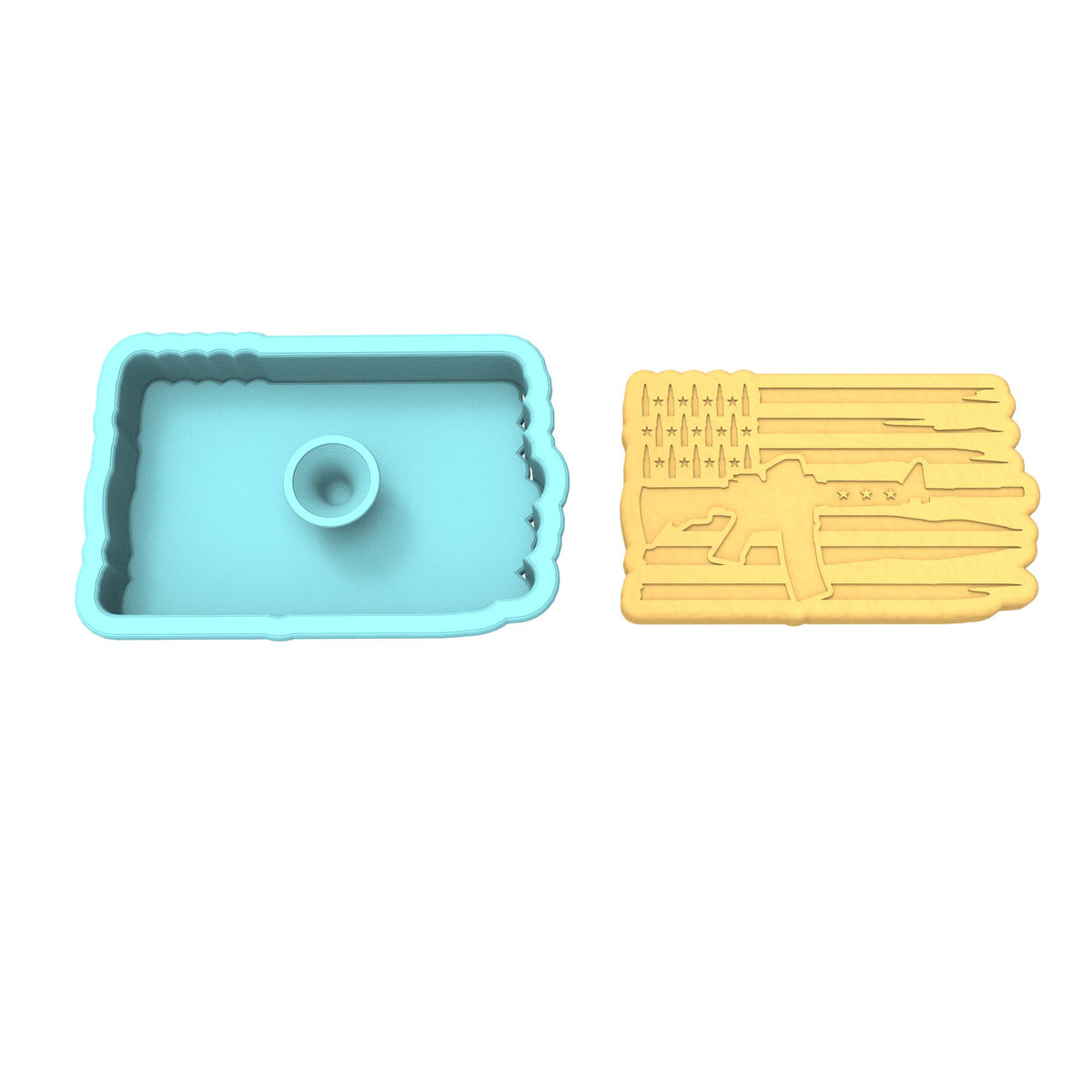 Rifle Flag Cookie Cutter | Stamp | Stencil #1 Boys/ Army / Outdoorsman Cookie Cutter Lady 