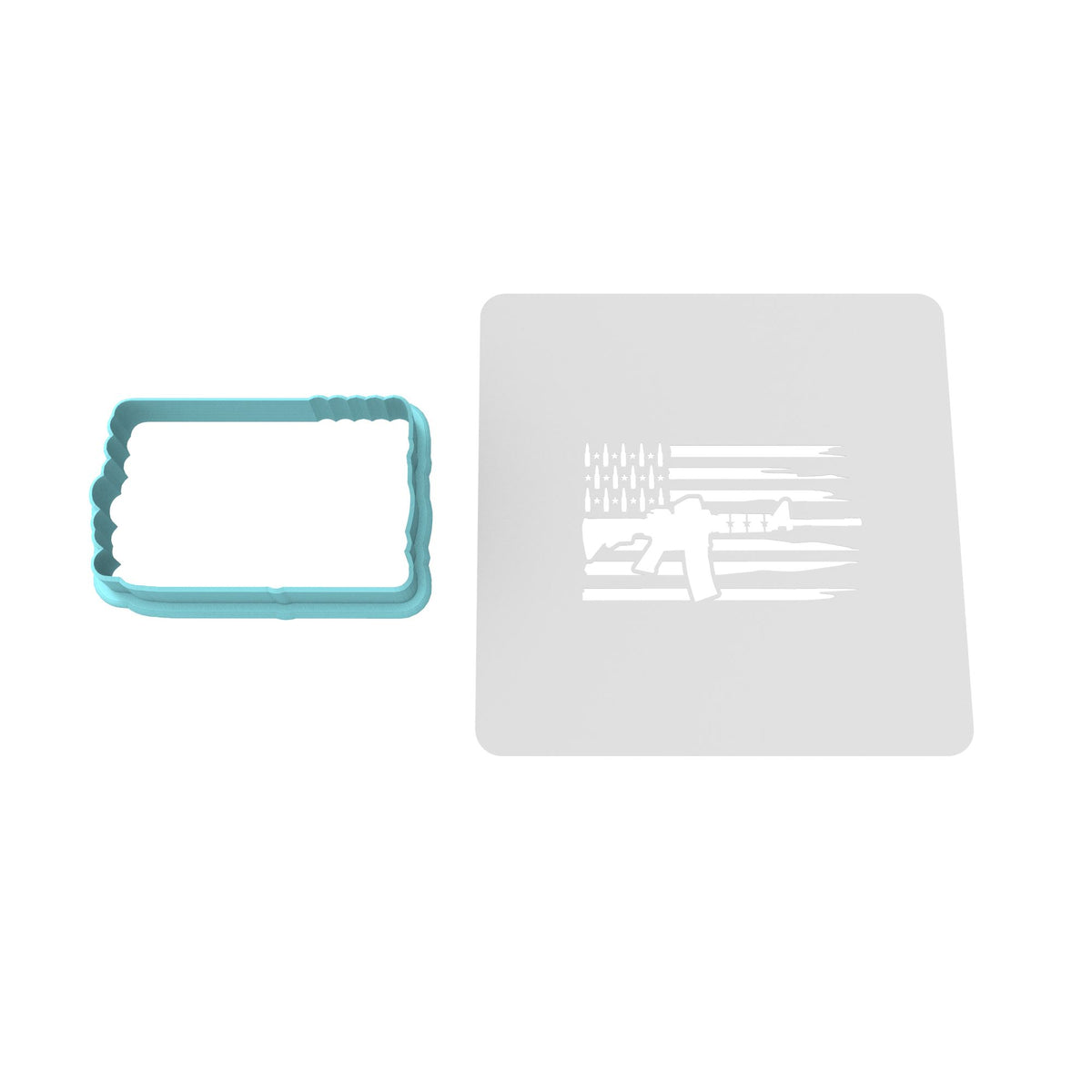 Rifle Flag Cookie Cutter | Stamp | Stencil #1 Boys/ Army / Outdoorsman Cookie Cutter Lady 2 Inch Small Cupcake Cutter Only Yes