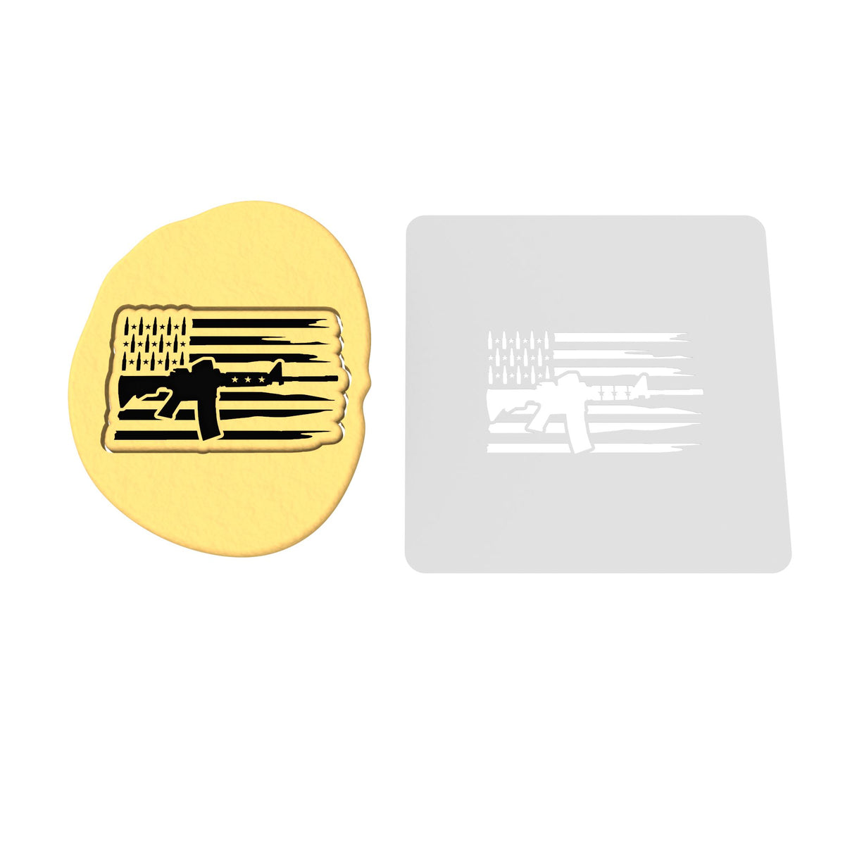 Rifle Flag Cookie Cutter | Stamp | Stencil #1 Boys/ Army / Outdoorsman Cookie Cutter Lady 2 Inch Small Cupcake Stamp Only Yes
