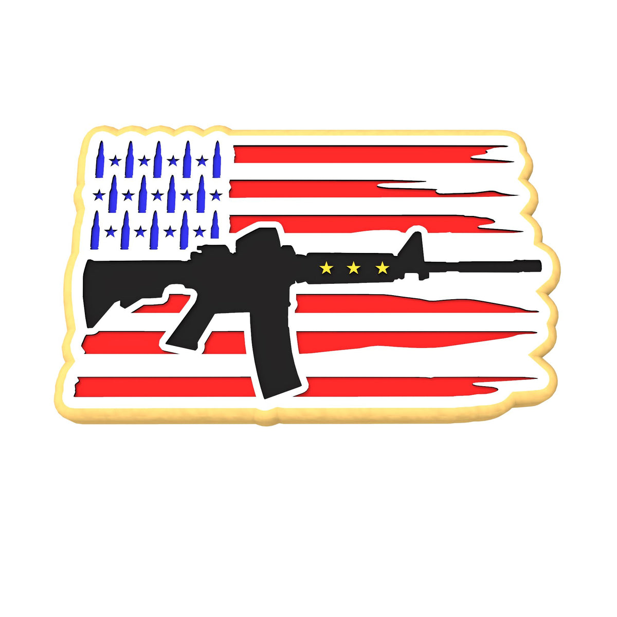 Rifle Flag Cookie Cutter | Stamp | Stencil #1 Boys/ Army / Outdoorsman Cookie Cutter Lady 