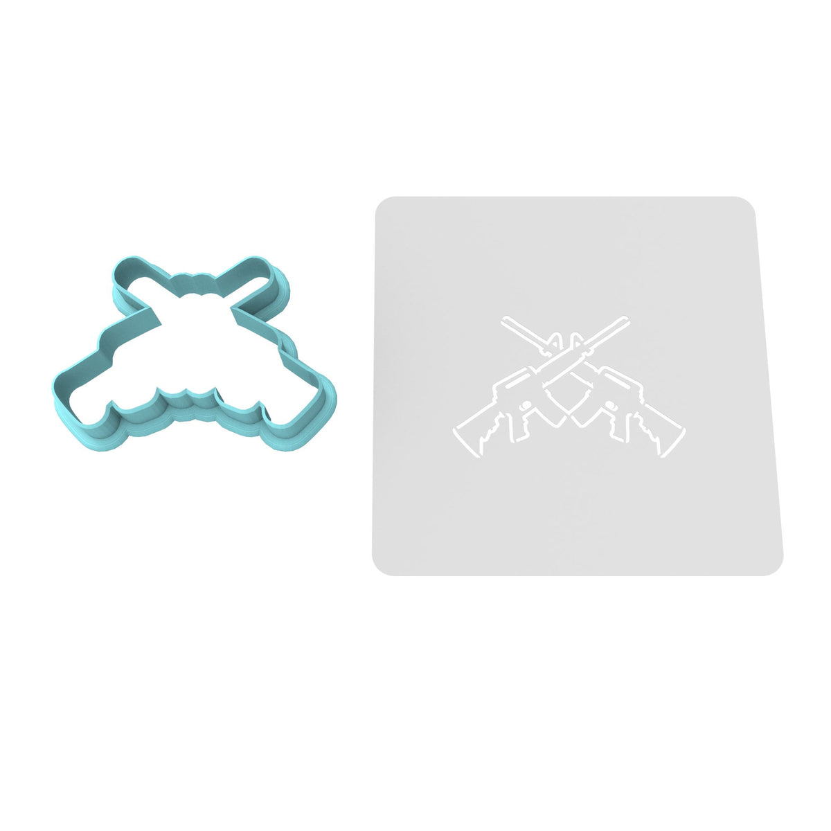 Rifles Double Cookie Cutter | Stamp | Stencil #1