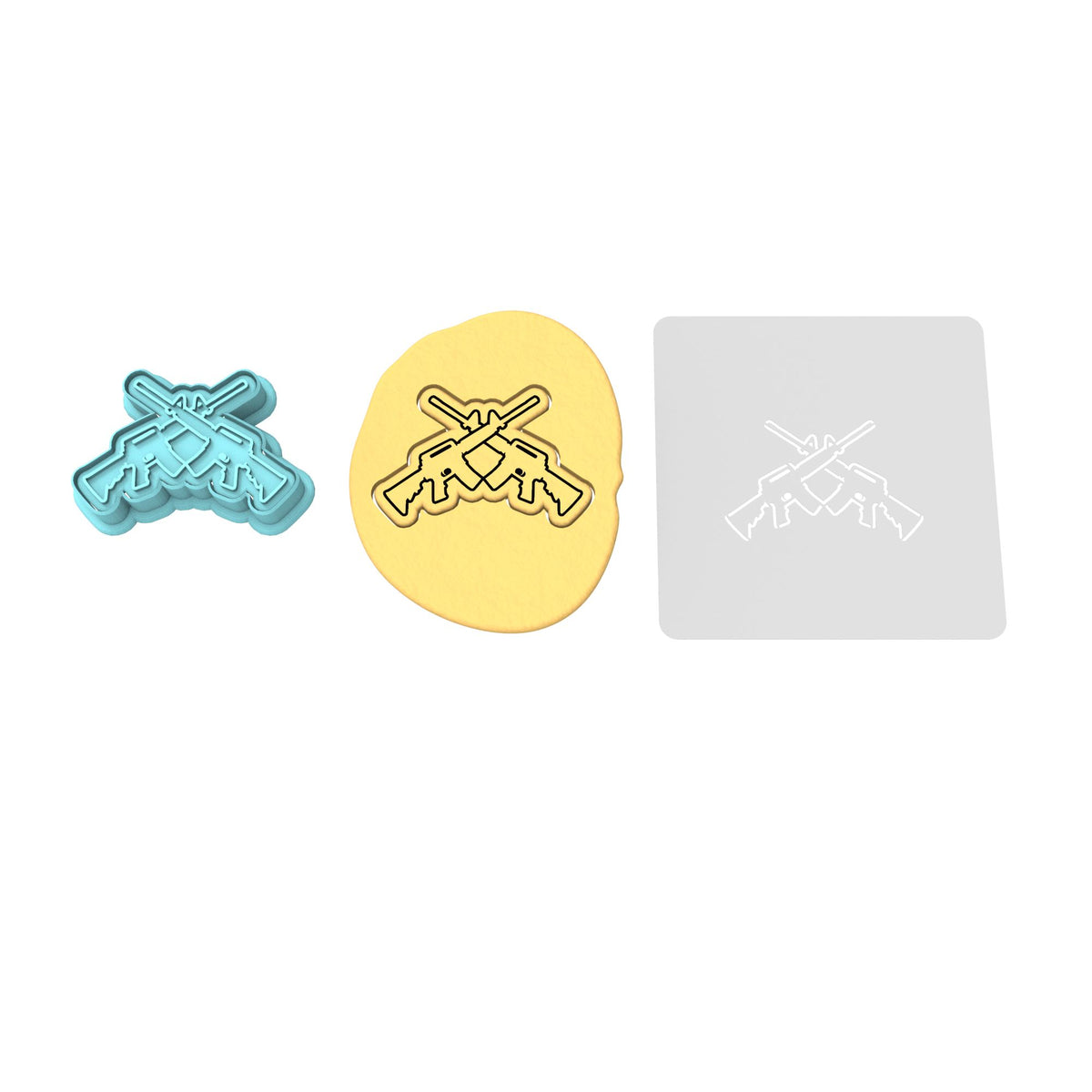 Rifles Double Cookie Cutter | Stamp | Stencil #1