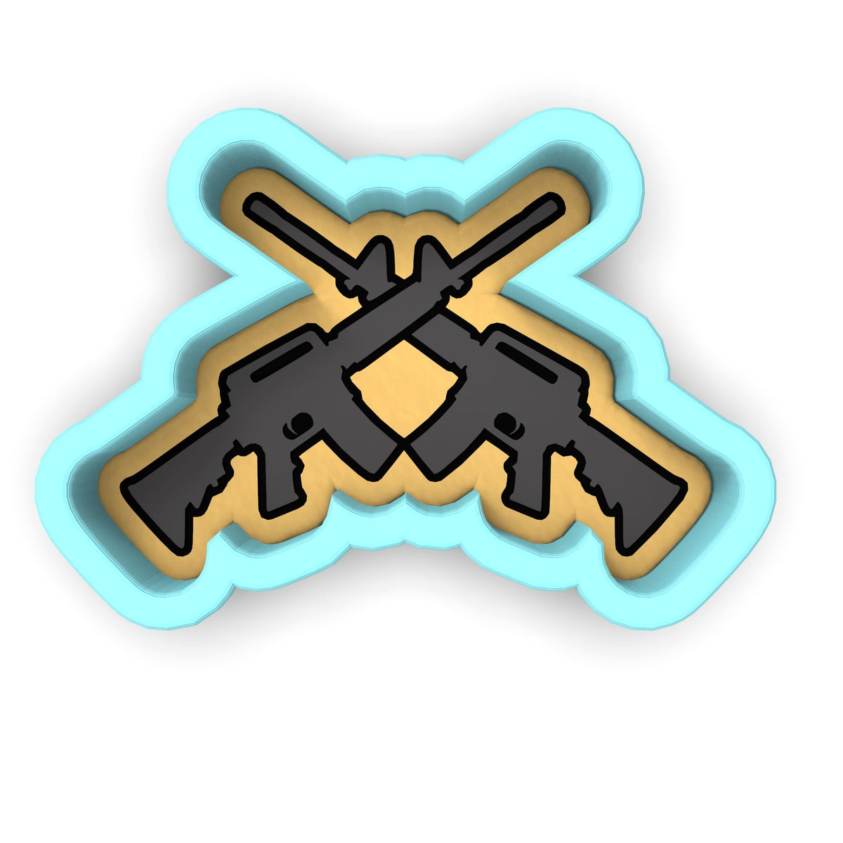 Rifles Double Cookie Cutter | Stamp | Stencil #1