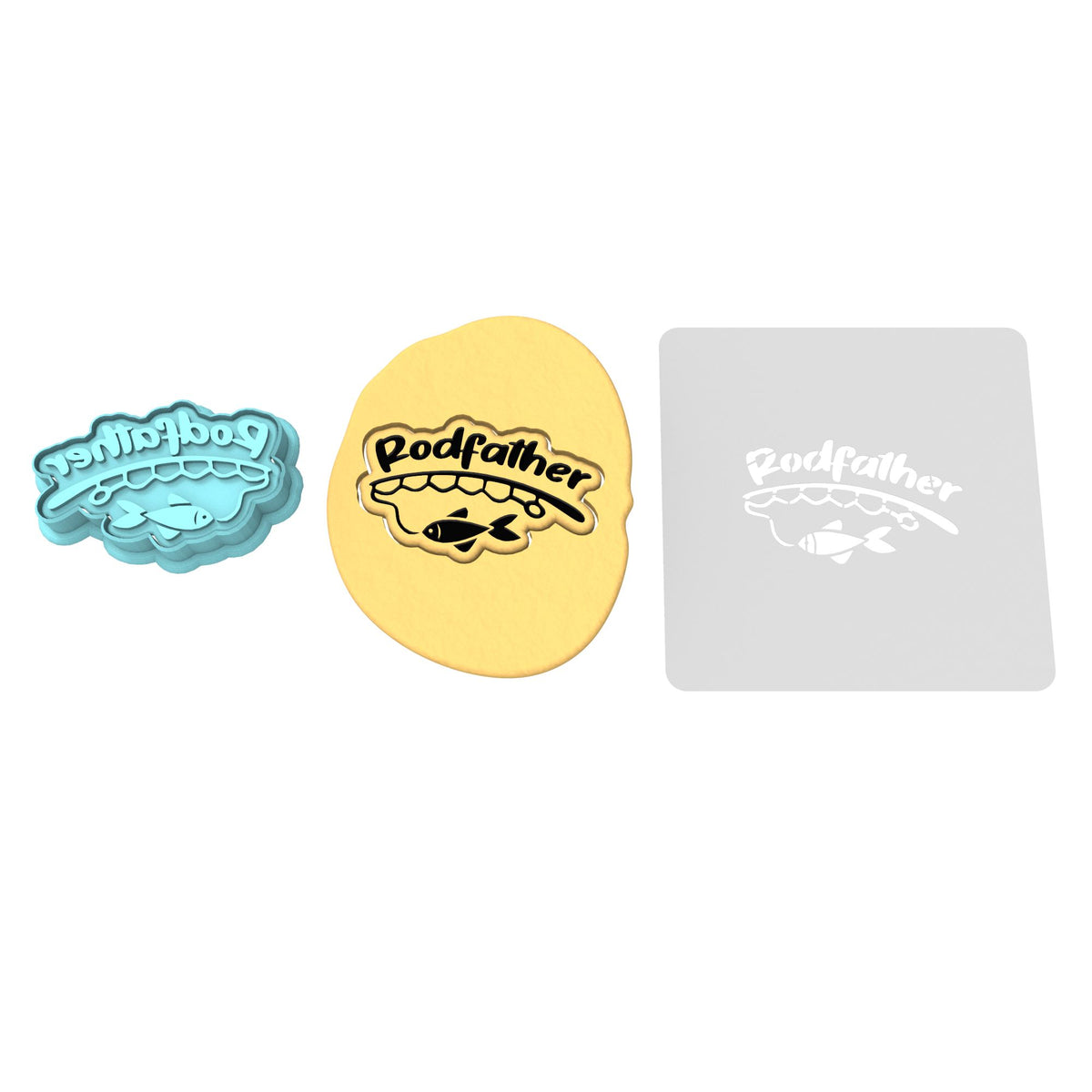 Rodfather Cookie Cutter | Stamp | Stencil #1 Boys/ Army / Outdoorsman Cookie Cutter Lady 2 Inch Small Cupcake Cutter + Stamp Yes