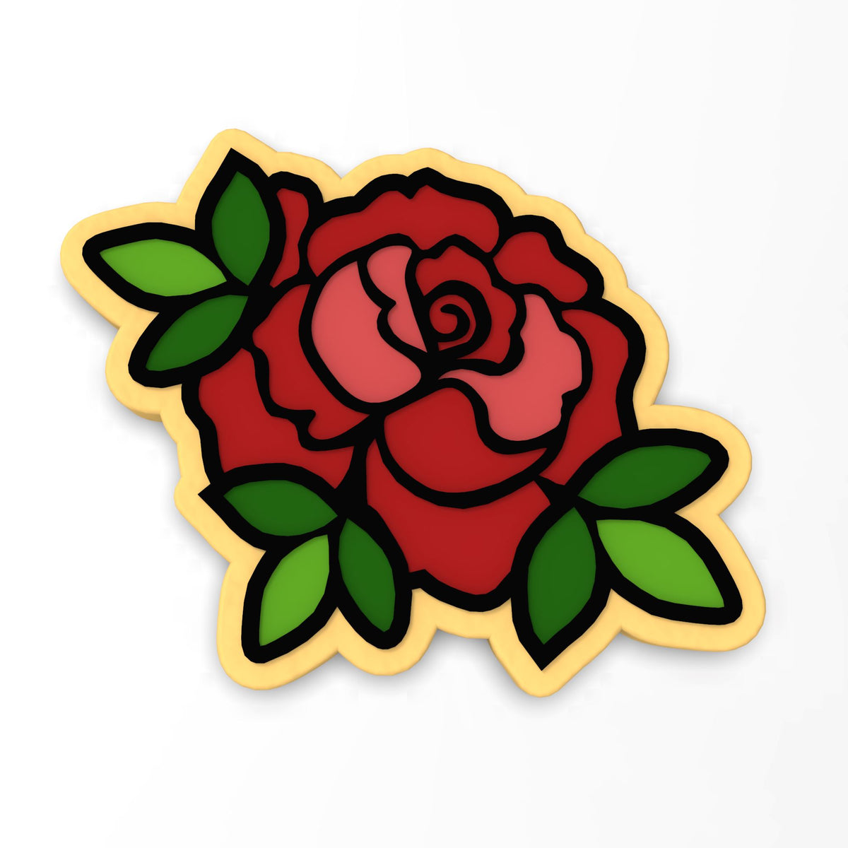 Rose with Leaves Cookie Cutter | Stamp | Stencil #3