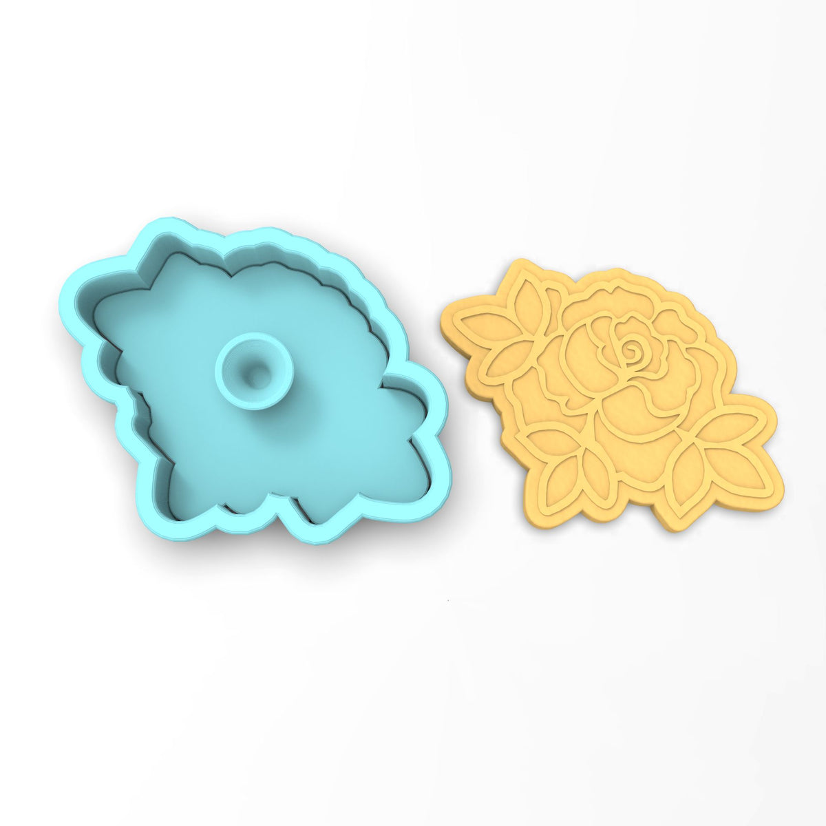 Rose with Leaves Cookie Cutter | Stamp | Stencil #3