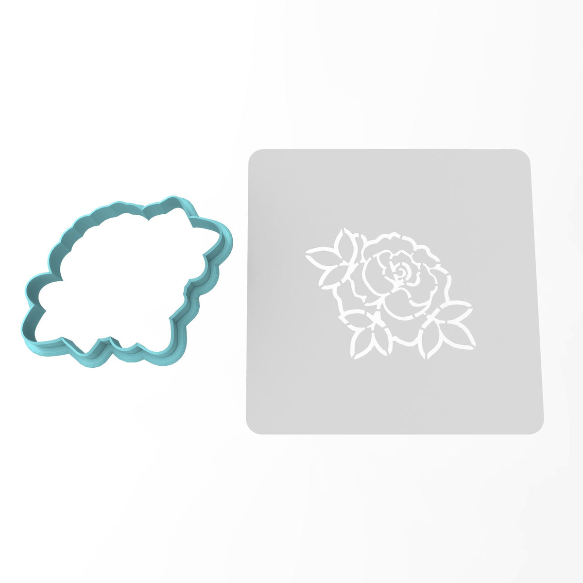 Rose with Leaves Cookie Cutter | Stamp | Stencil #3 Wedding / Baby / V Day Cookie Cutter Lady 