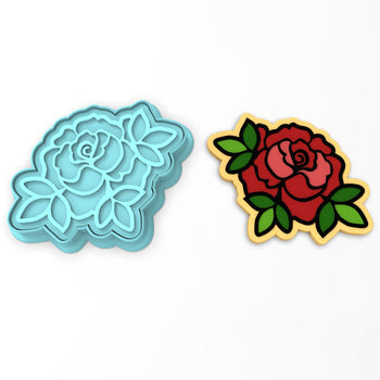 Rose with Leaves Cookie Cutter | Stamp | Stencil #3