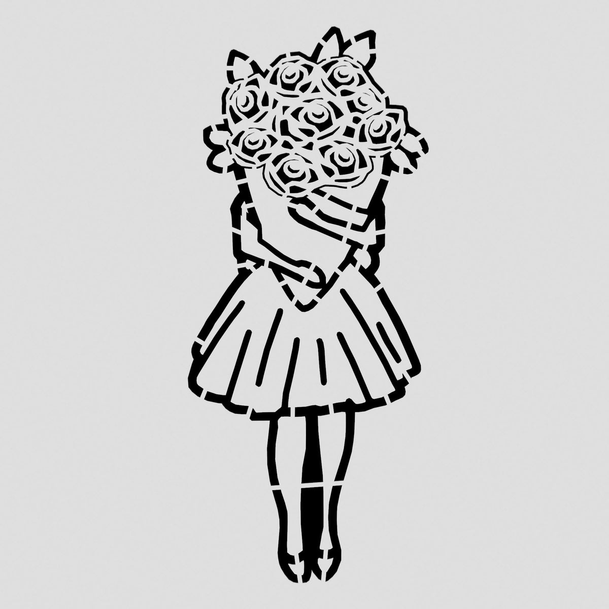 Roses Girl Cookie Cutter | Stamp | Stencil #1