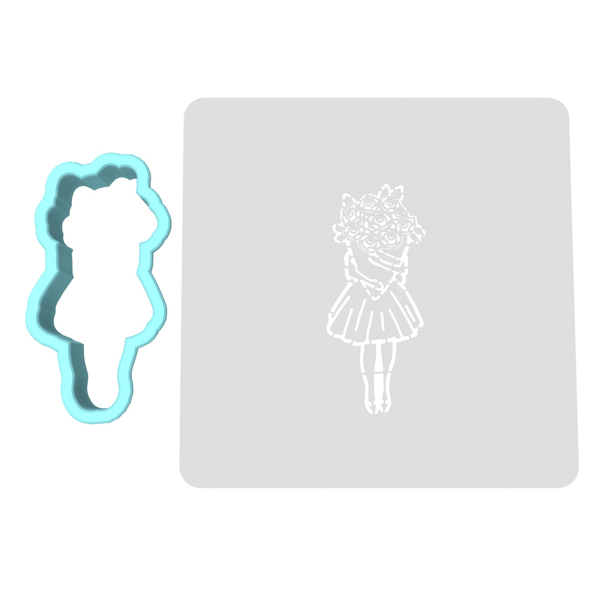 Roses Girl Cookie Cutter | Stamp | Stencil #1