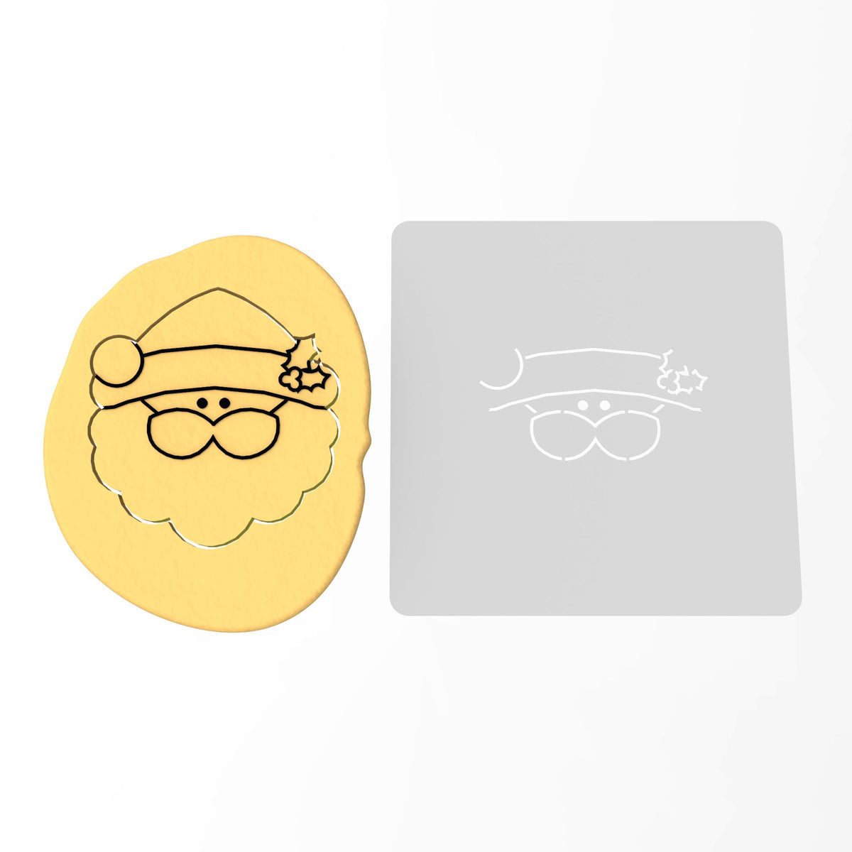Santa Claus Face Cookie Cutter | Stamp | Stencil #1
