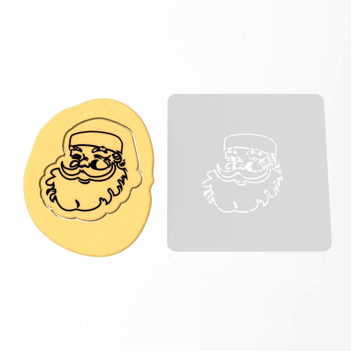 Santa Claus Face Cookie Cutter | Stamp | Stencil #2 Xmas / Winter / NYE Cookie Cutter Lady MINI - 2 Inches (5cm) Stencil ONLY 