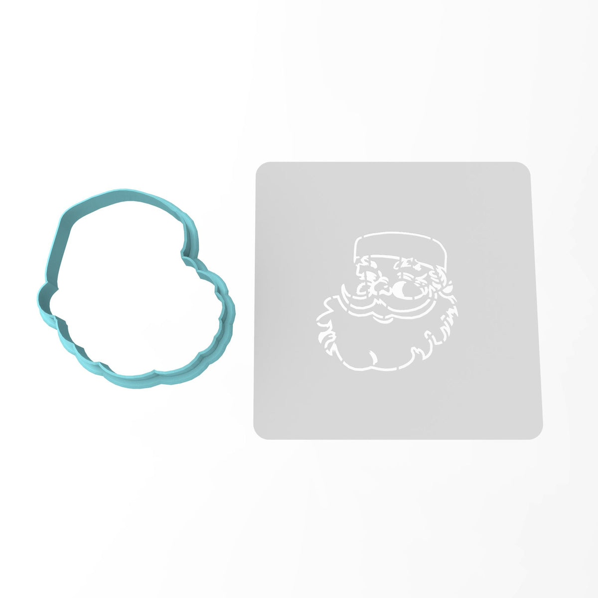 Santa Claus Face Cookie Cutter | Stamp | Stencil #2 Xmas / Winter / NYE Cookie Cutter Lady MINI - 2 Inches (5cm) **BUNDLE** Cutter + Stencil 