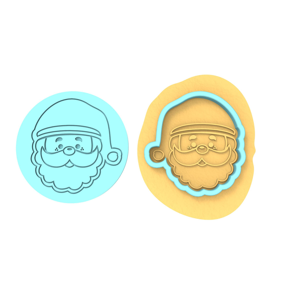 Santa Claus Face Cookie Cutter | Stamp | Stencil #3 Xmas / Winter / NYE Cookie Cutter Lady MINI - 2 Inches (5cm) **BUNDLE** Cutter + Debosser 