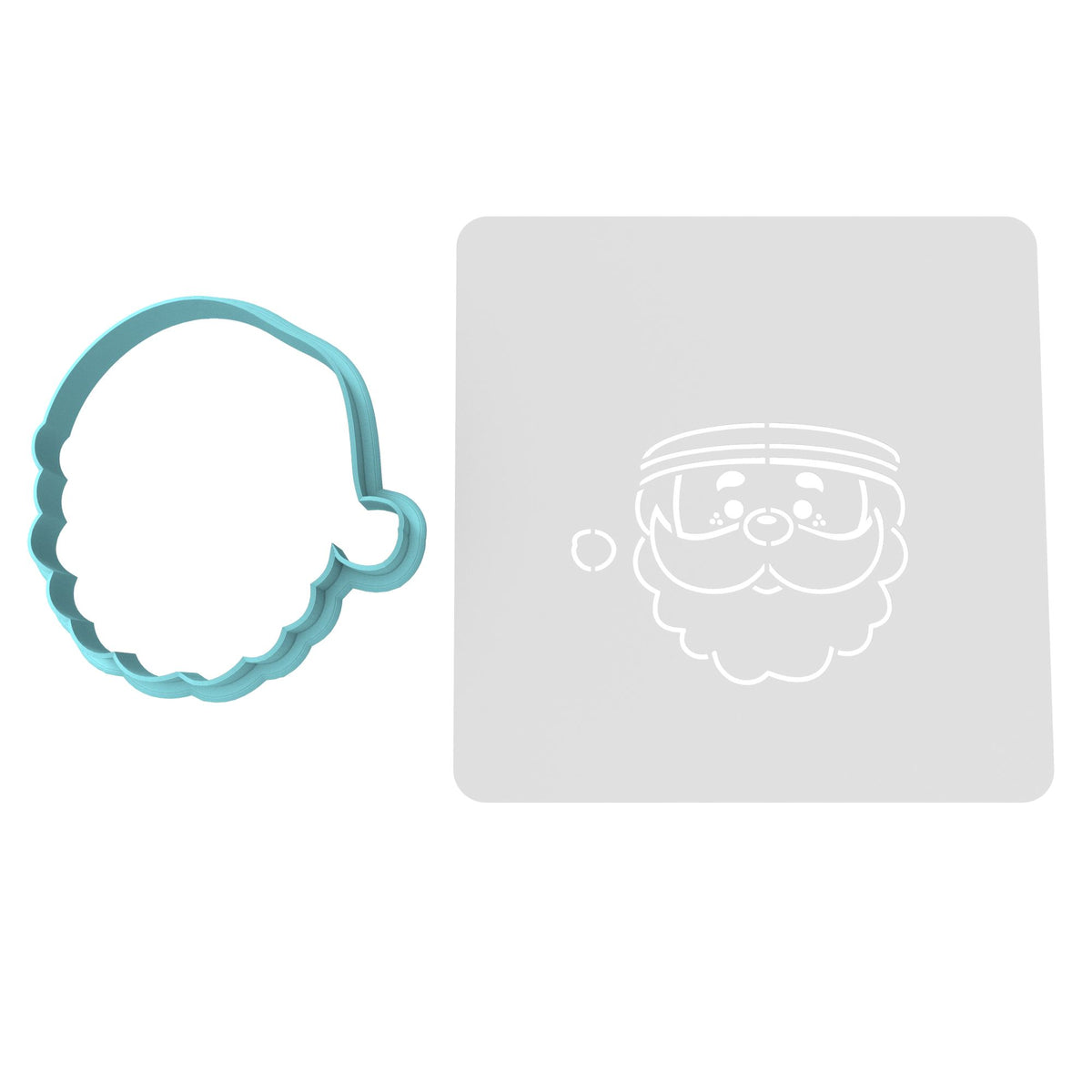 Santa Claus Face Cookie Cutter | Stamp | Stencil #3 Xmas / Winter / NYE Cookie Cutter Lady MINI - 2 Inches (5cm) **BUNDLE** Cutter + Stencil 