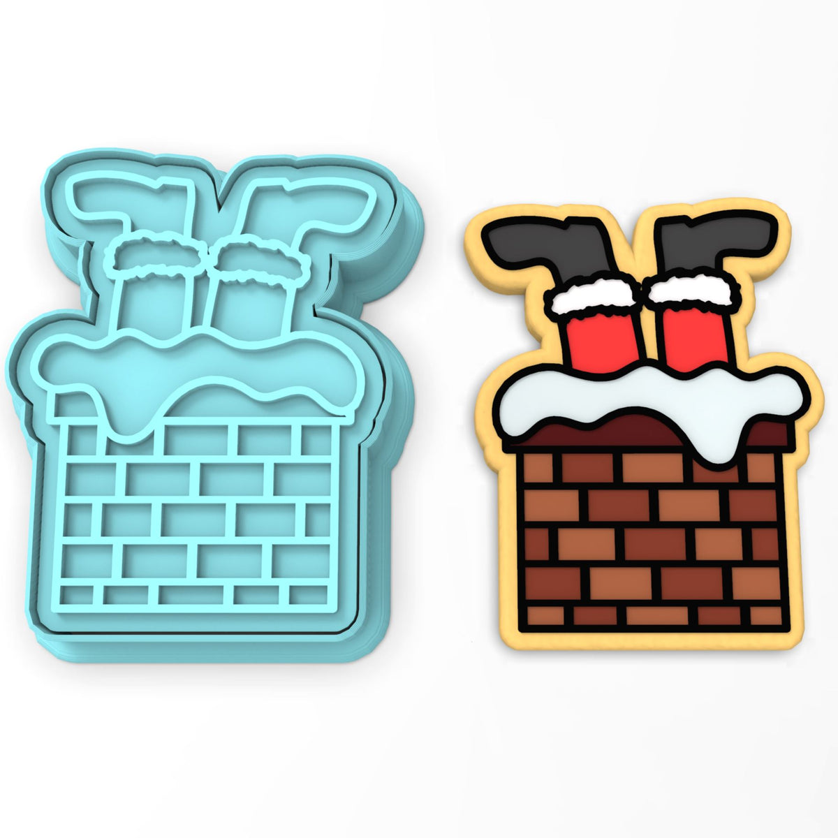 Santa Stuck in Chimney Cookie Cutter | Stamp | Stencil #1