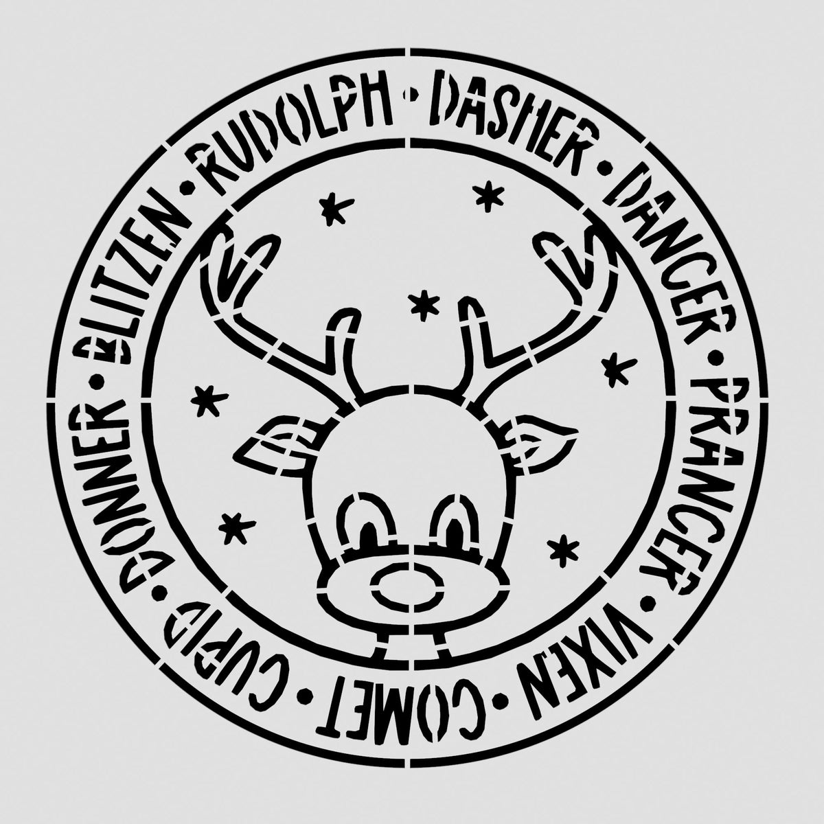 Santa's Reindeer Cookie Cutter | Stamp | Stencil #1