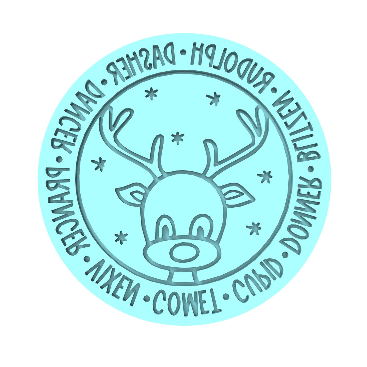 Santa's Reindeer Cookie Cutter | Stamp | Stencil #1 Xmas / Winter / NYE Cookie Cutter Lady MINI - 2 Inches (5cm) Debosser ONLY 