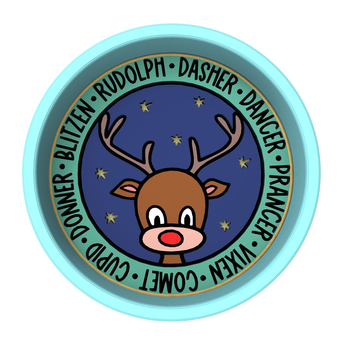 Santa's Reindeer Cookie Cutter | Stamp | Stencil #1