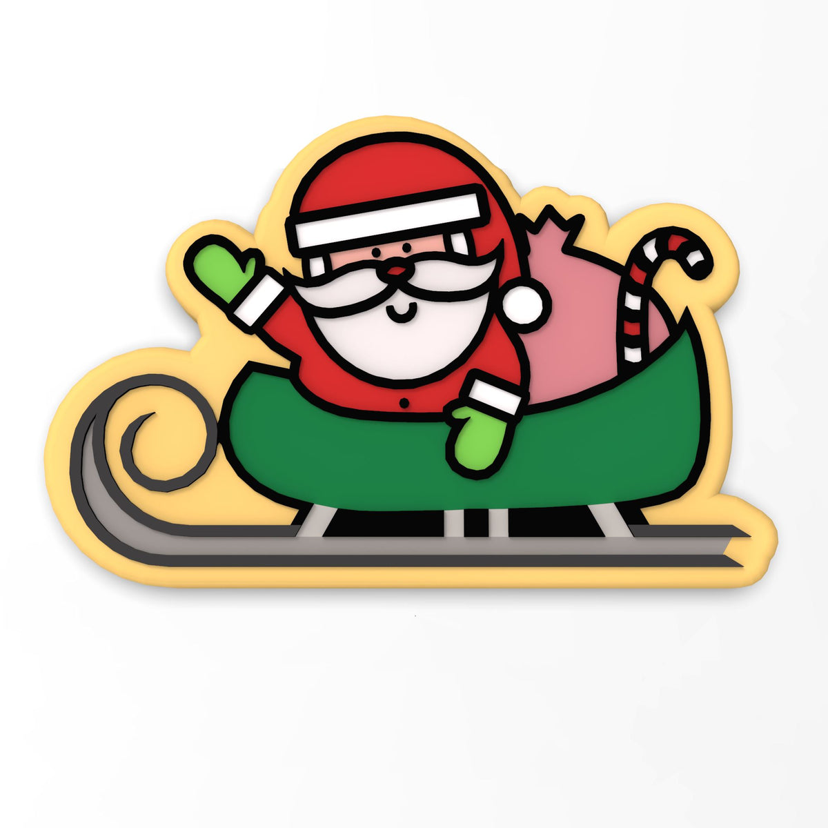 Santa's Sleigh Cookie Cutter | Stamp | Stencil #1