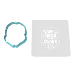 Save the Neck Cookie Cutter | Stamp | Stencil Xmas / Winter / NYE Cookie Cutter Lady MINI - 2 Inches (5cm) **BUNDLE** Cutter + Stencil 