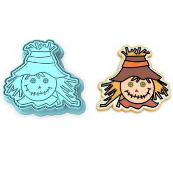 Scarecrow Head Cookie Cutter | Stamp | Stencil #1 Halloween / Fall Cookie Cutter Lady 2 Inch Small Cupcake Cutter + Stamp No