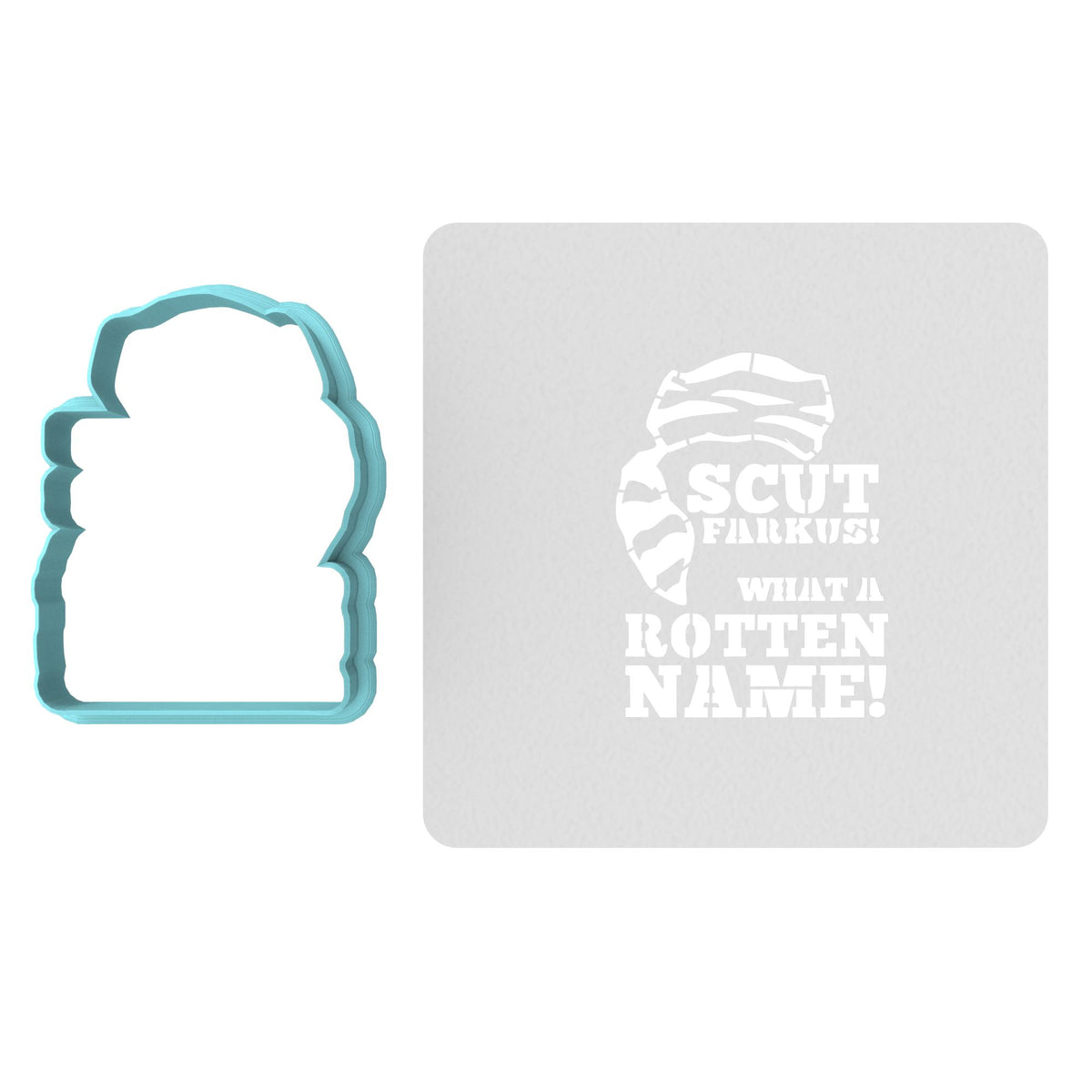 Scut Farkus Cookie Cutter | Stamp | Stencil #1 Xmas / Winter / NYE Cookie Cutter Lady TEENY - 1 Inch (2.5cm) **BUNDLE** Cutter + Stencil 