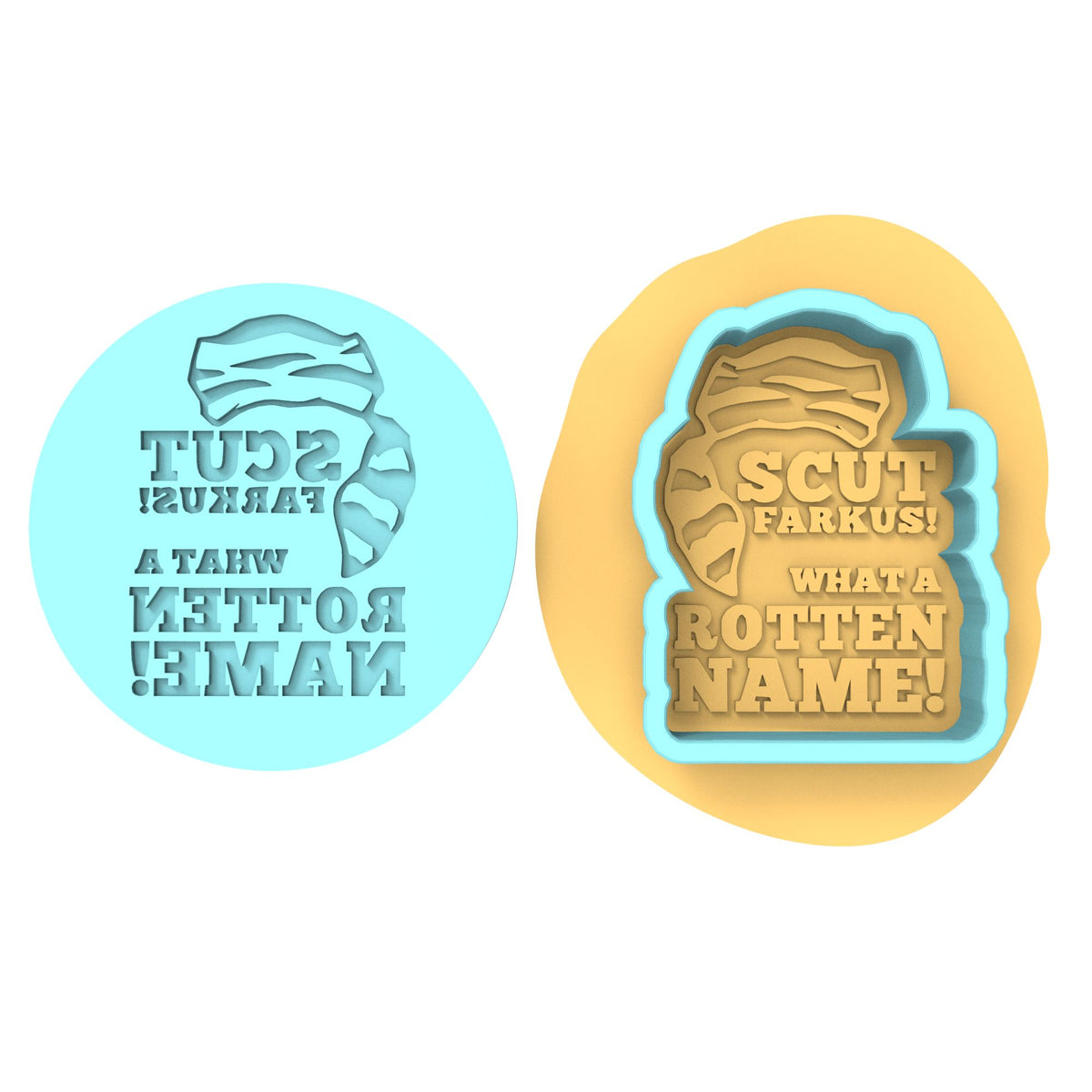 Scut Farkus Cookie Cutter | Stamp | Stencil #1 Xmas / Winter / NYE Cookie Cutter Lady TEENY - 1 Inch (2.5cm) **BUNDLE** Cutter + Debosser 