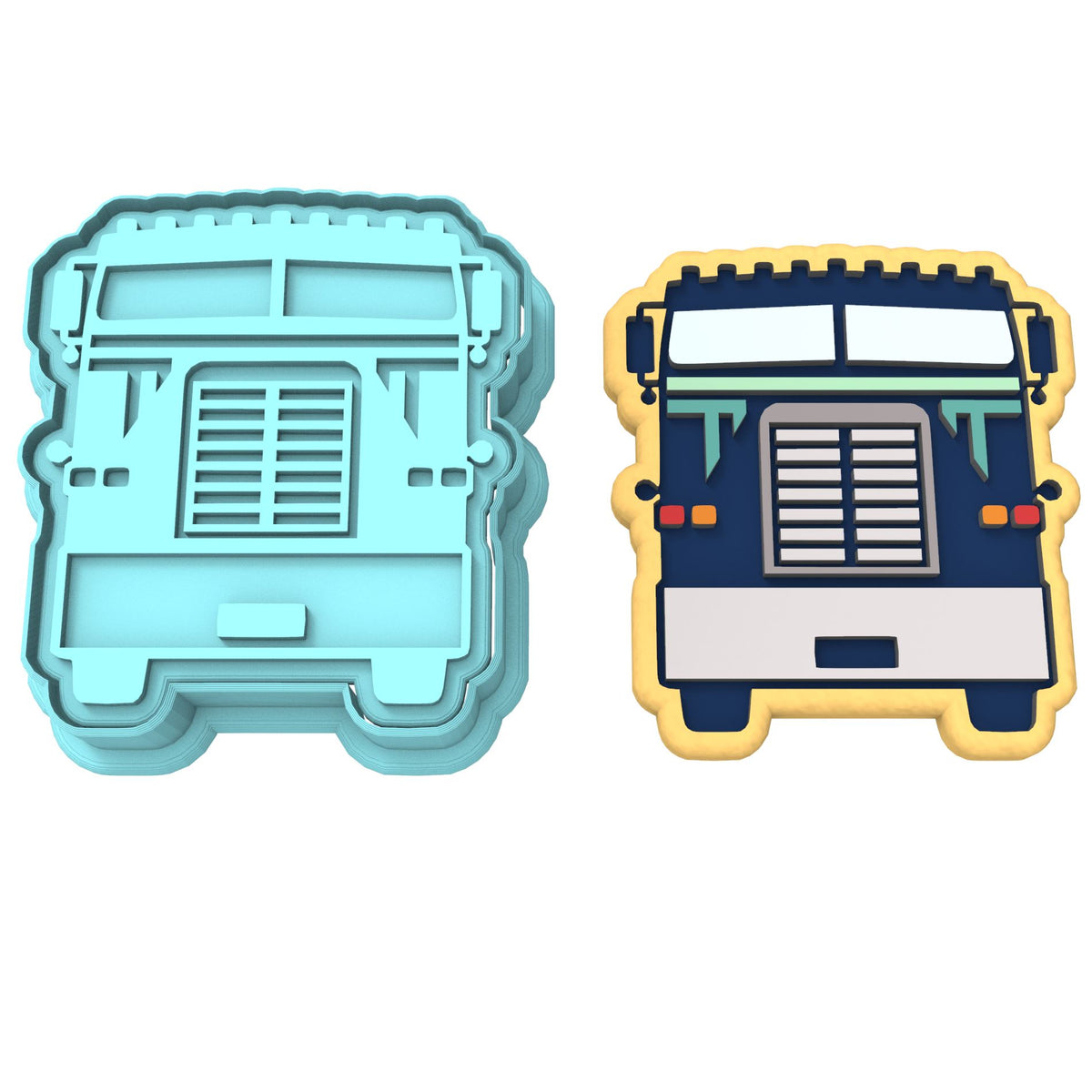 Semi Truck Cookie Cutter | Stamp | Stencil #3