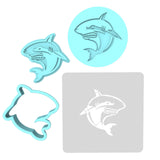 Shark Mascot Cookie Cutter | Stamp | Stencil #1 Animals & Dinosaurs Cookie Cutter Lady MINI - 2 Inches (5cm) **FULL SET BUNDLE** Cutter + Stamp + Stencil + Debosser **BEST DEAL** 
