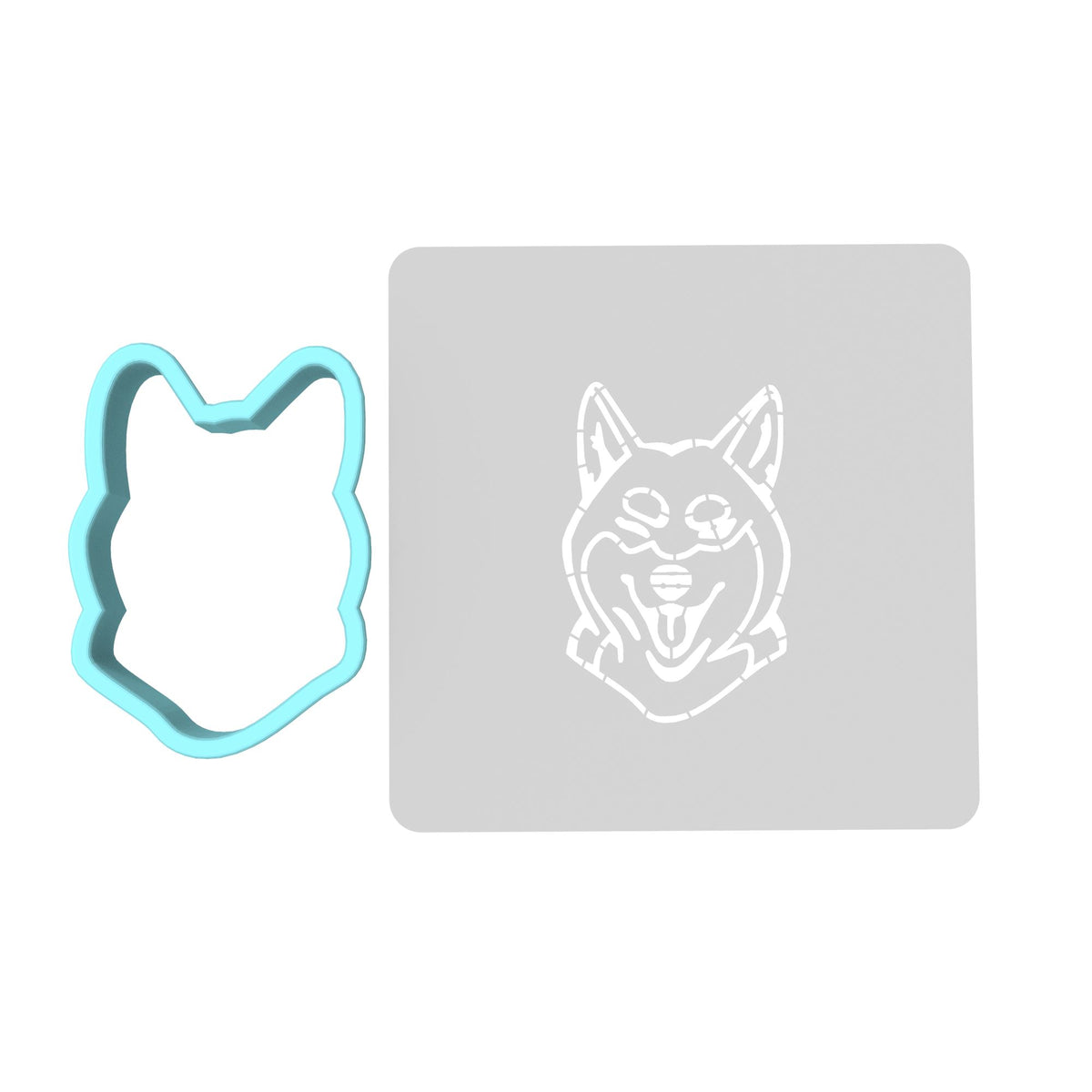 Shiba Inu Cookie Cutter | Stamp | Stencil #1 Animals & Dinosaurs Cookie Cutter Lady MINI - 2 Inches (5cm) **BUNDLE** Cutter + Stencil 