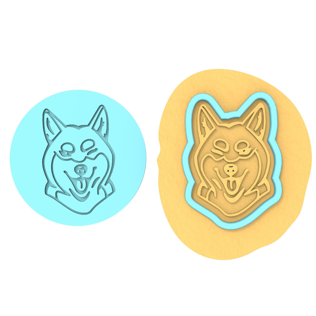 Shiba Inu Cookie Cutter | Stamp | Stencil #1 Animals & Dinosaurs Cookie Cutter Lady MINI - 2 Inches (5cm) **BUNDLE** Cutter + Debosser 