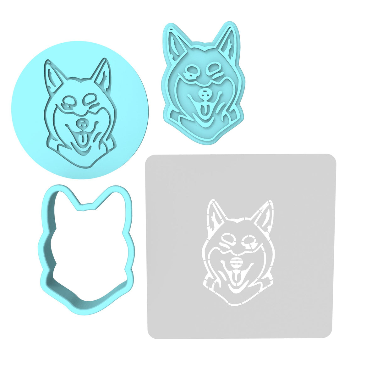 Shiba Inu Cookie Cutter | Stamp | Stencil #1 Animals & Dinosaurs Cookie Cutter Lady MINI - 2 Inches (5cm) **FULL SET BUNDLE** Cutter + Stamp + Stencil + Debosser **BEST DEAL** 