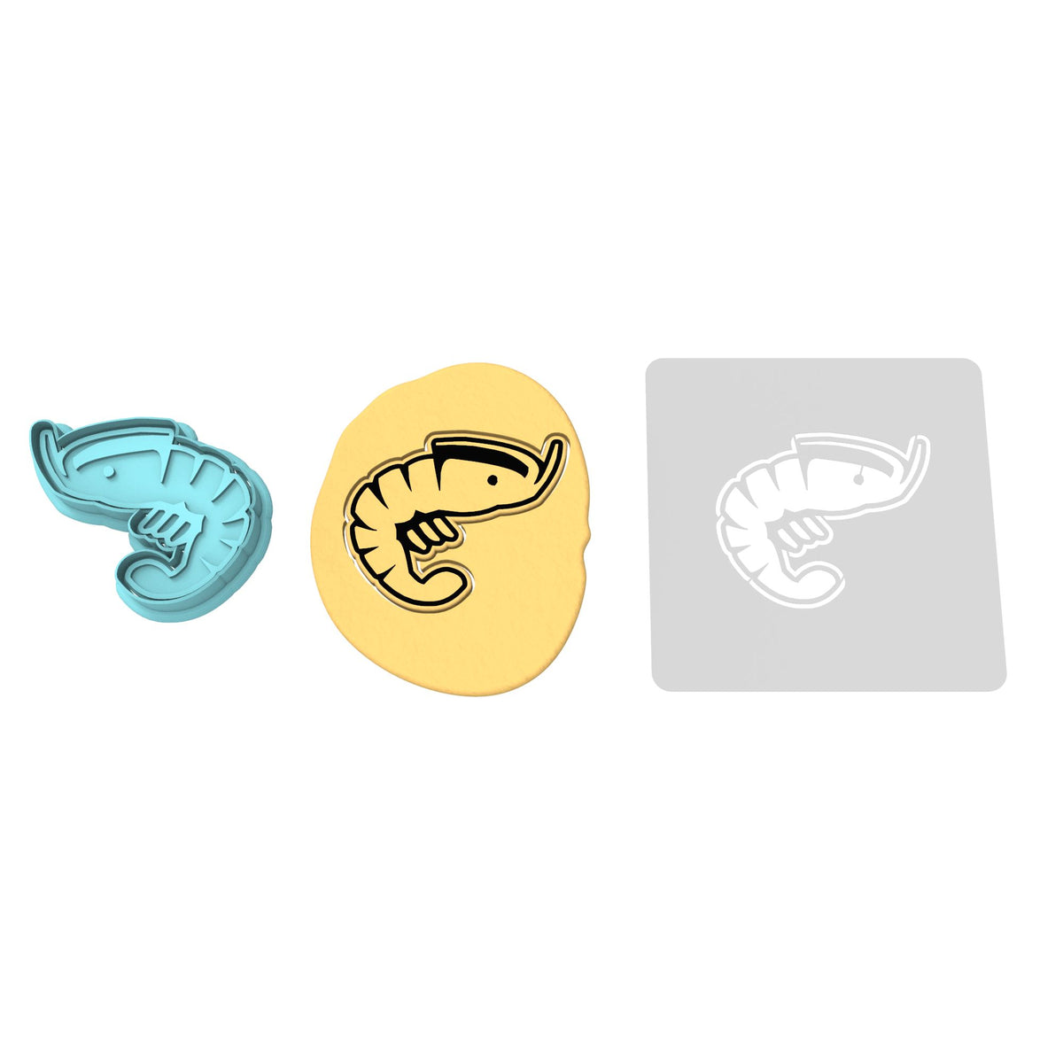 Shrimp Cookie Cutter | Stamp | Stencil #1