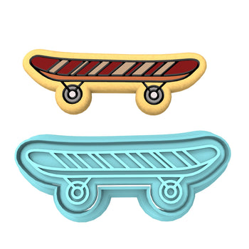 Skateboard Cookie Cutter | Stamp | Stencil #1 Comic Book / Vehicles Cookie Cutter Lady 2 Inch Small Cupcake Cutter + Stamp No