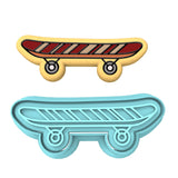Skateboard Cookie Cutter | Stamp | Stencil #1 Comic Book / Vehicles Cookie Cutter Lady 2 Inch Small Cupcake Cutter + Stamp No