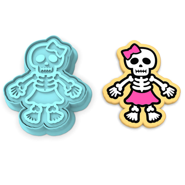 Skeleton Girl Cookie Cutter | Stamp | Stencil #1
