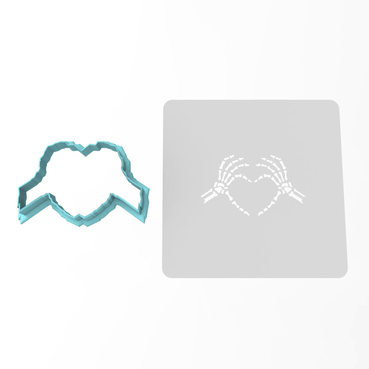 Skeleton Hands Heart Cookie Cutter | Stamp | Stencil #1