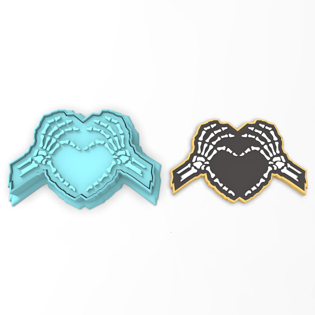 Skeleton Hands Heart Cookie Cutter | Stamp | Stencil #1