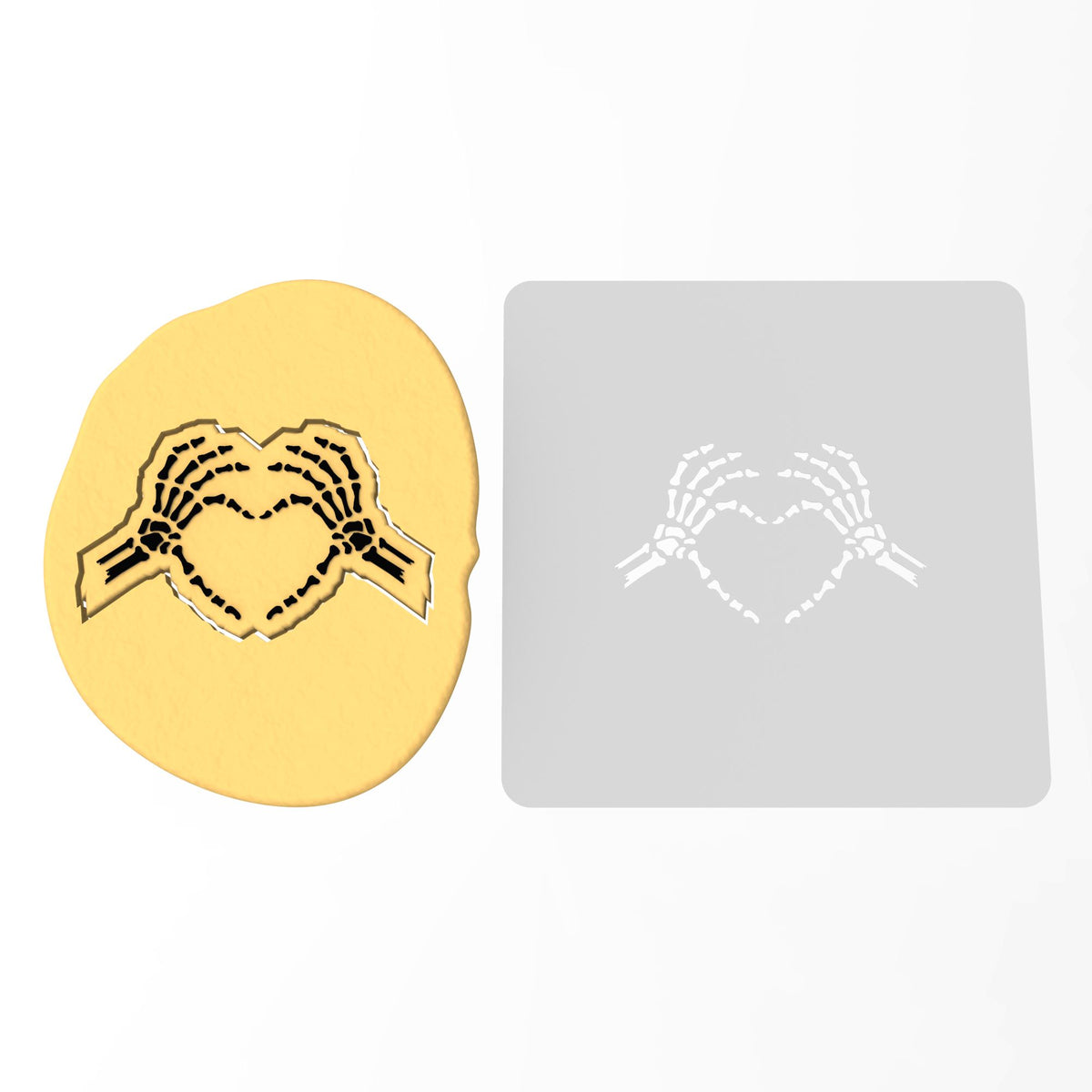 Skeleton Hands Heart Cookie Cutter | Stamp | Stencil #1