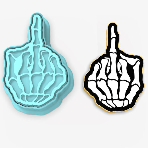 Skeleton Middle Finger Cookie Cutter | Stamp | Stencil #1