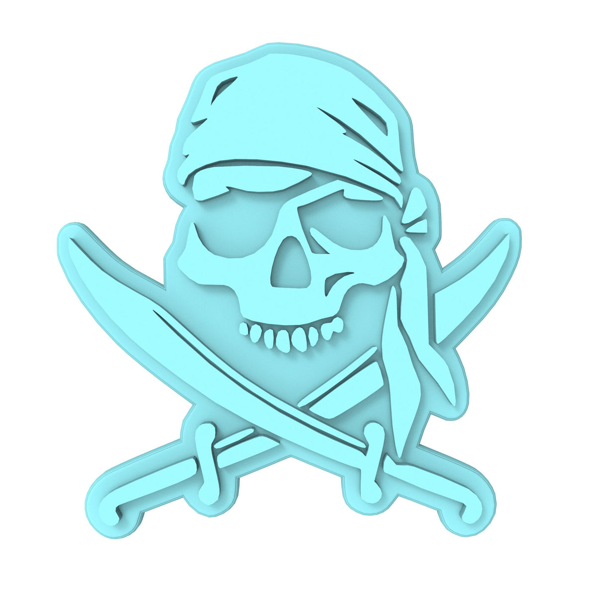 Skull Bandana Cookie Cutter | Stamp | Stencil #1 Boys/ Army / Outdoorsman Cookie Cutter Lady MINI - 2 Inches (5cm) Stamp ONLY 