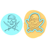 Skull Bandana Cookie Cutter | Stamp | Stencil #1 Boys/ Army / Outdoorsman Cookie Cutter Lady MINI - 2 Inches (5cm) **BUNDLE** Cutter + Debosser 