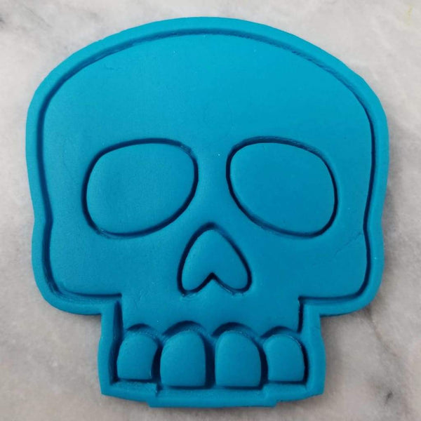Skull Face Cookie Cutter Outline & Stamp #1