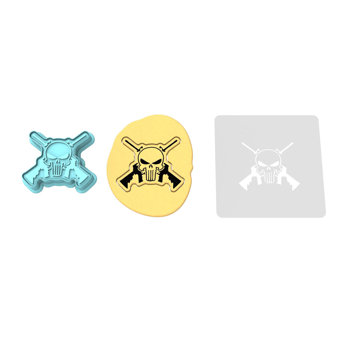 Skull Rifles Cookie Cutter | Stamp | Stencil #1