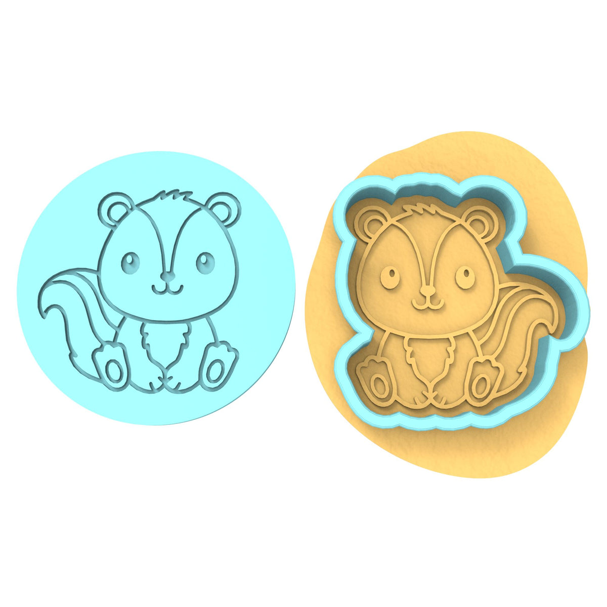 Skunk Cookie Cutter | Stamp | Stencil #1 Animals & Dinosaurs Cookie Cutter Lady MINI - 2 Inches (5cm) **BUNDLE** Cutter + Debosser 